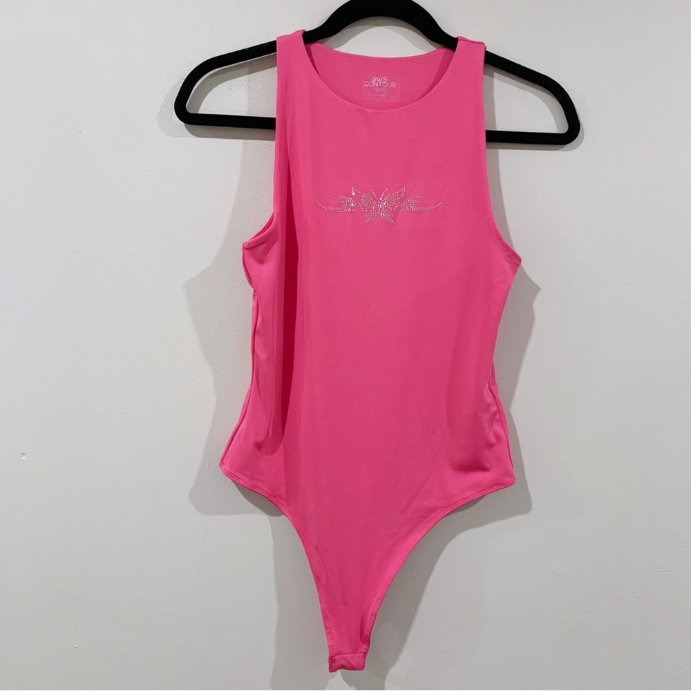 SWS Contour Pink Bodysuit with Rhinestone Butterfly